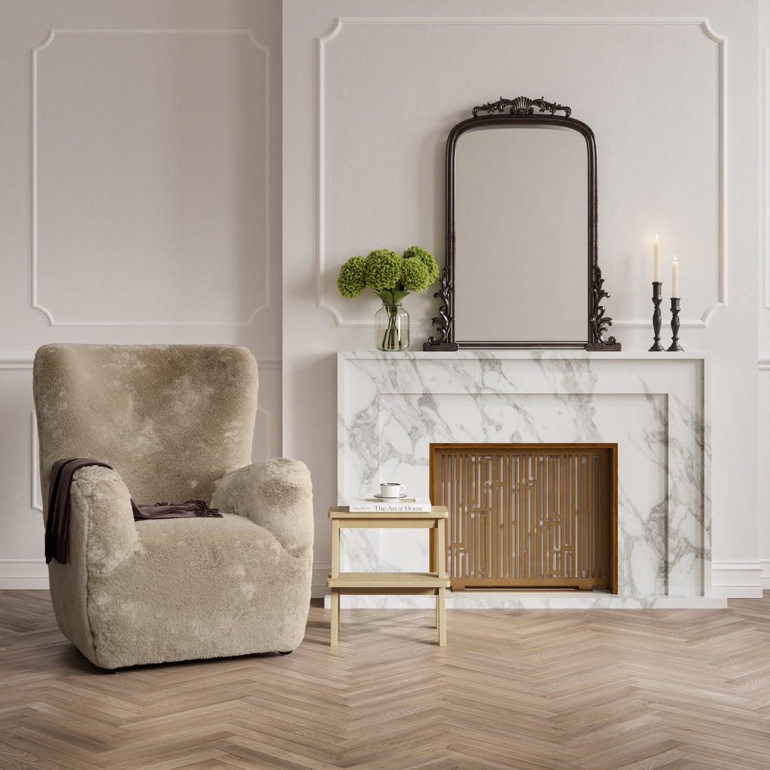 Bear Coyote Taupe Faux Fur Accent Armchair